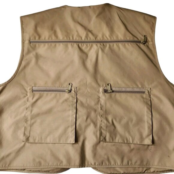 Cabelas Vintage Fishing Hunting Utility Vest Jacket Tan Mens Large L - Picture 4 of 9